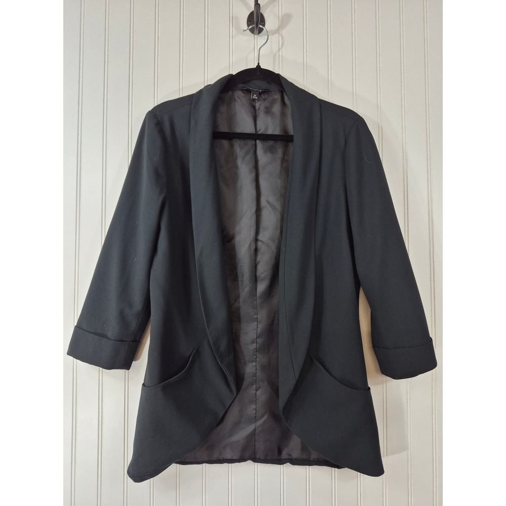 Banana Republic Womens Black Open Front Shawl Collar Blazer 3/4 Sleeve Size 10